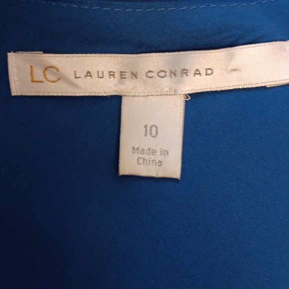 LC Lauren Conrad Blue Ruffle Skirt Dress no belt sleevless mini lined Size 10 - Picture 5 of 7